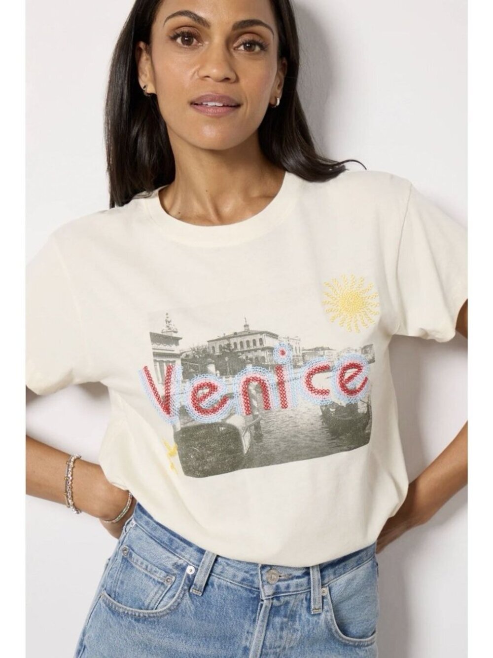 Anthropologie Let Luv Women’s Cream Venice T-Shirt Size XS